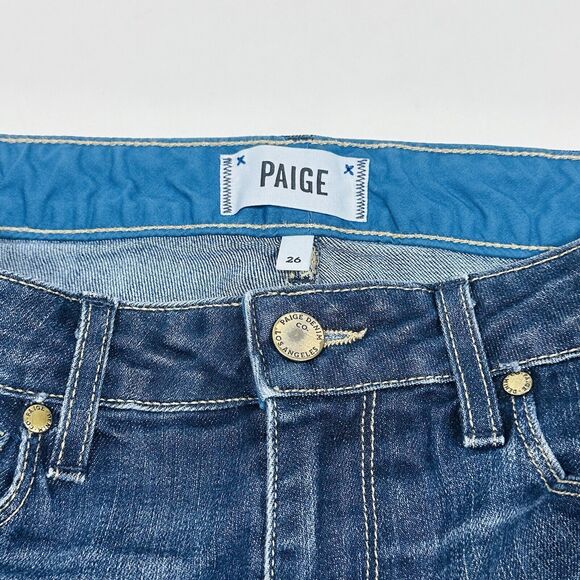 PAIGE Callie Crop Mid Rise Denim Blue Jeans Women Size 26x26 EUC - Picture 4 of 10